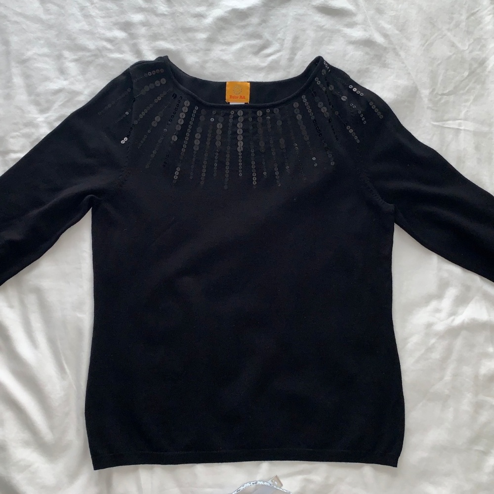 Ruby Rd. Black Sequin Sweater Size L - image 6
